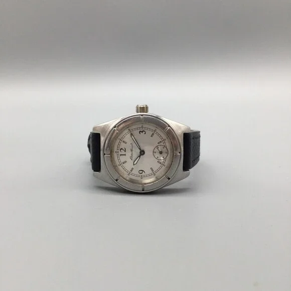 Eddie Bauer Womens Watch 29mm Silver Dial Black Leather 3560 New Battery - Picture 6 of 14